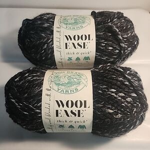 Lion Brand Wool-Ease Thick & Quick Yarn in Black Marled - 2 Skeins